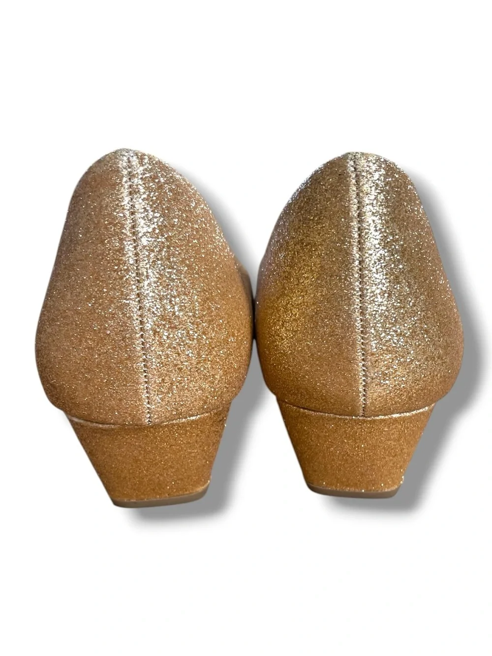 Gold Glitter Wedge Pumps Comfort Round Toe Sparkle Party Wedding Daily Shoes